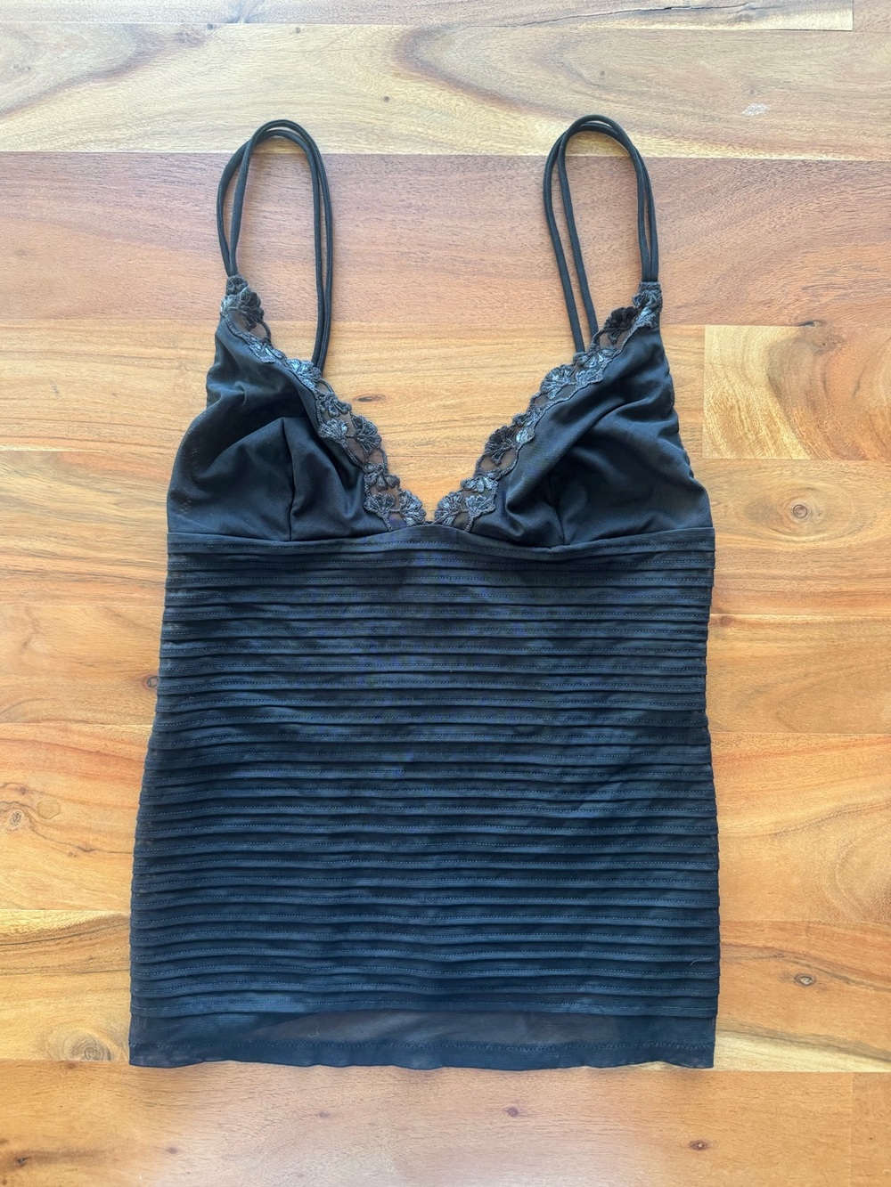 La perla sheer mesh lace camisole top